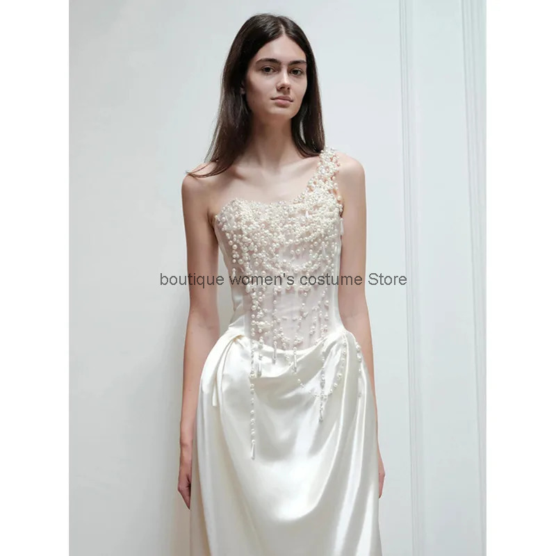 Slip Dress Satin - 2025년 프랑스 스트랩리스 이브닝 드레스, 신부들을